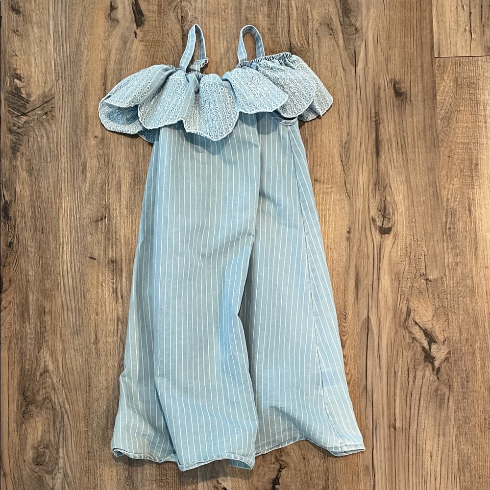 BCBGirls Light Blue Striped Jumpsuit